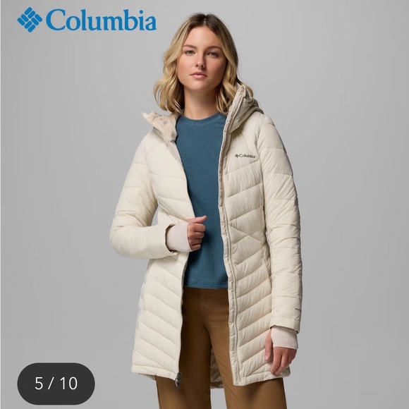 Columbia Women's Joy Peak ll Mid Cream Hooded Puffer Jacket in Medium NWT - Picture 5 of 16